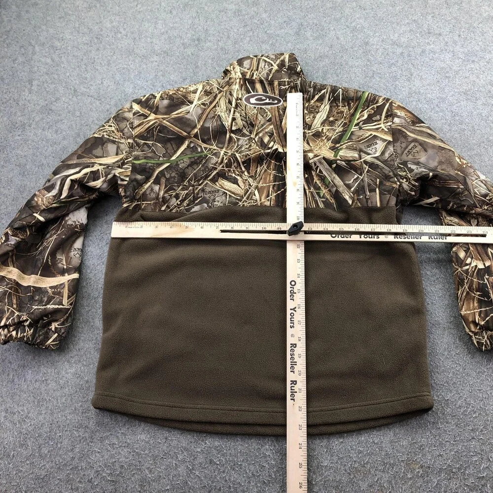 Drake Jacket Youth 14 Brown Camo Fleece 1/4 Zip Anorak Pullover Hunting